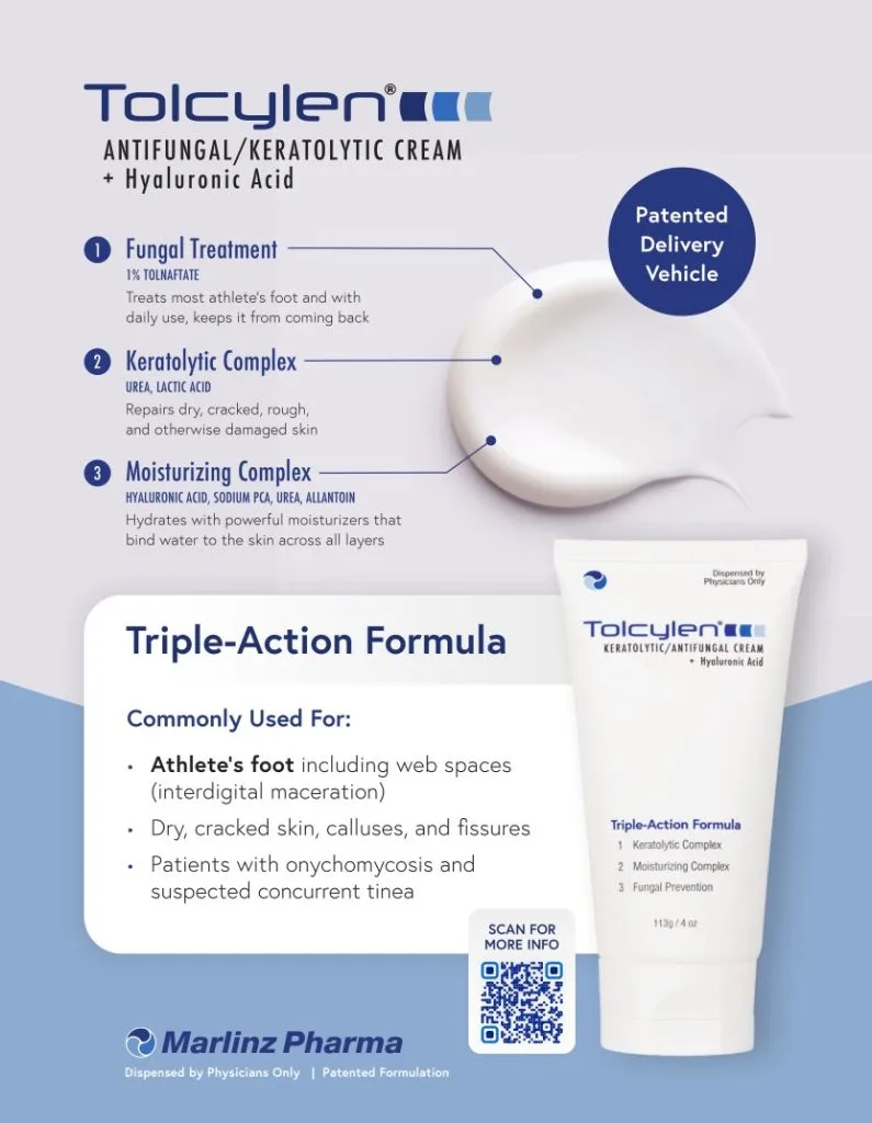 tolcylen antifungal keratolytic skin cream tube and flyer at goldberg podiatry center